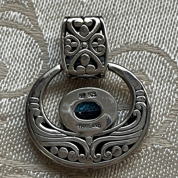 1970 Natural London Blue Topaz 925 Silver Pendant with chain - Picture 3 of 5
